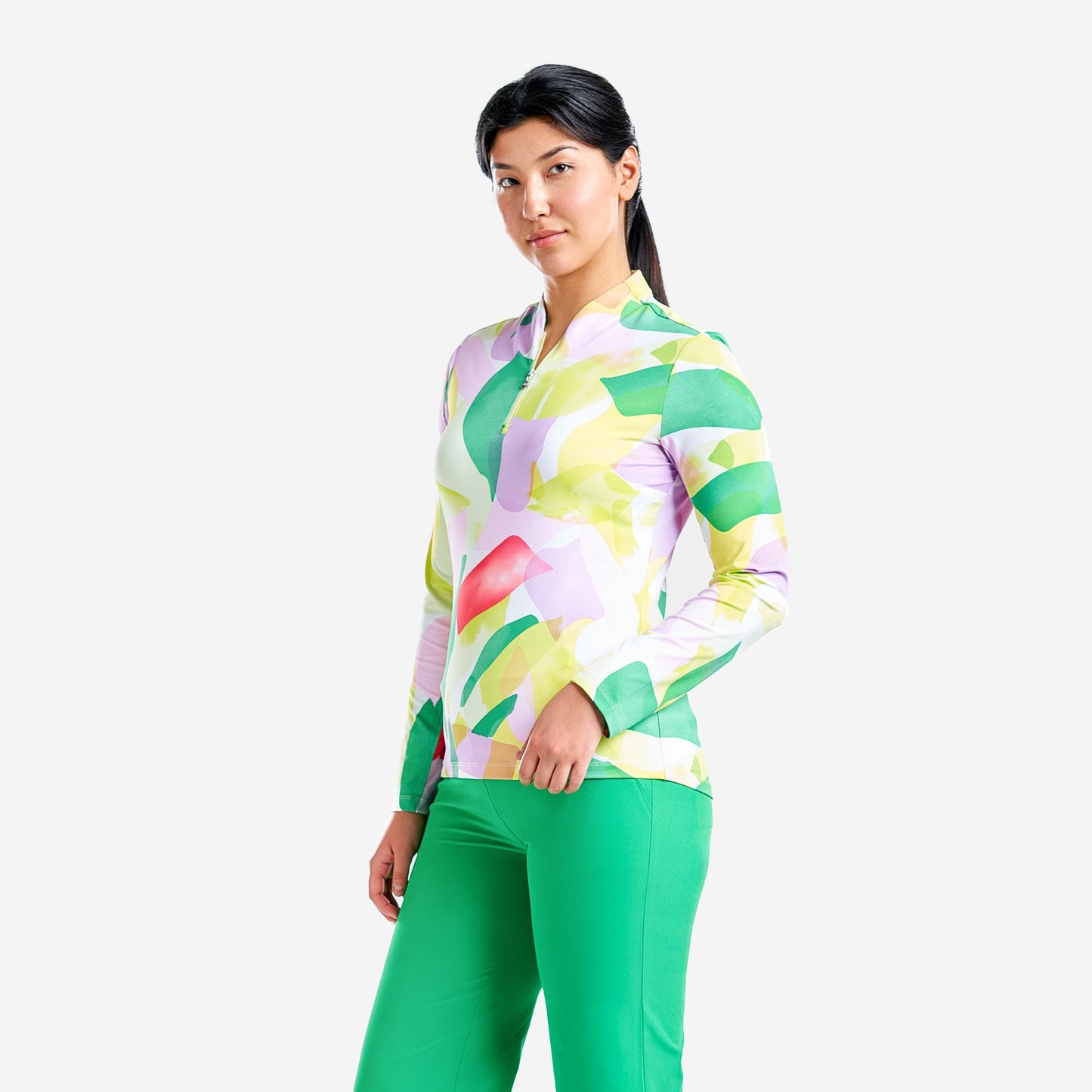 Nivo Liv Cool Long Sleeve Shirt in Classic Green Print