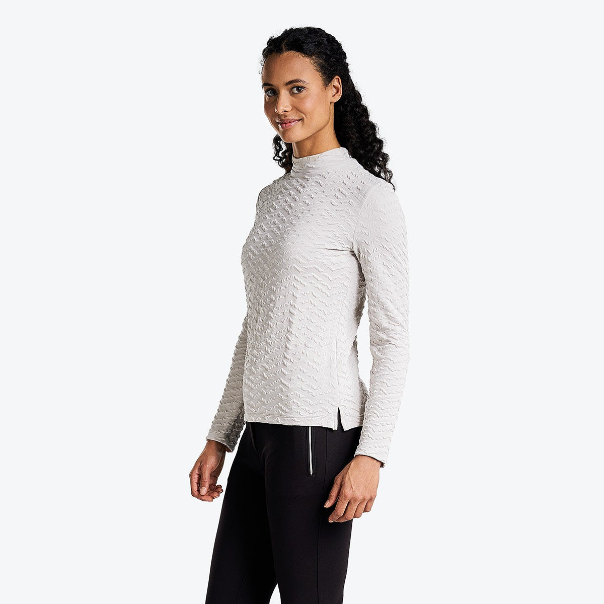 Nivo Ladies MADY Long Sleeve Turtleneck Jumper Stone Product Image Side