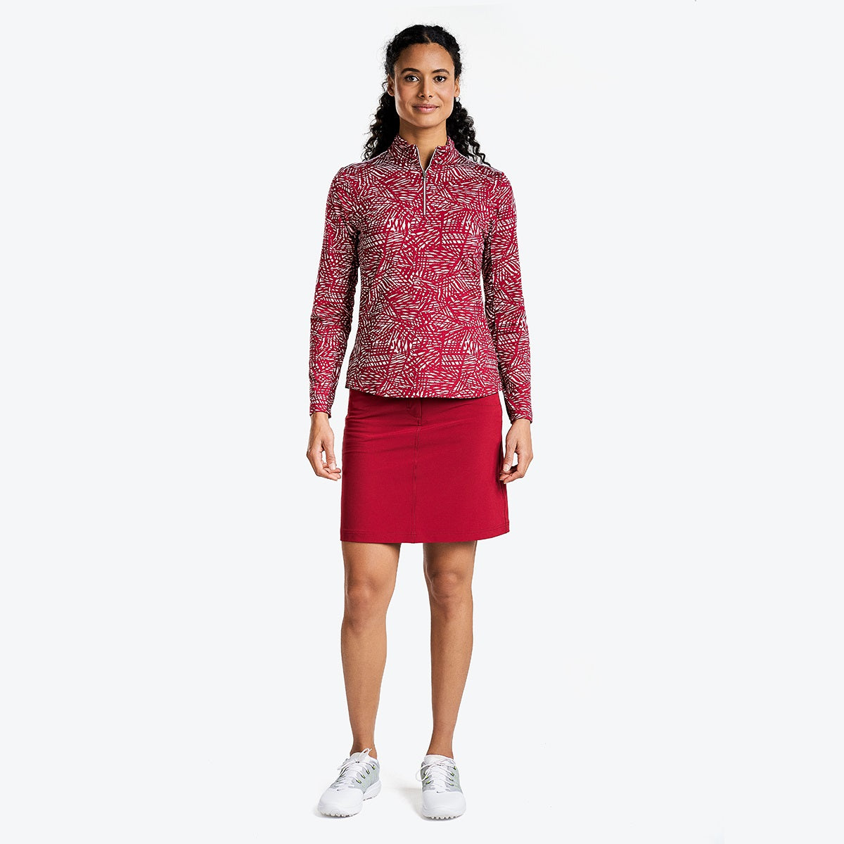 Nivo Luane Ladies Liv Cool Top Cranberry Print Model Image