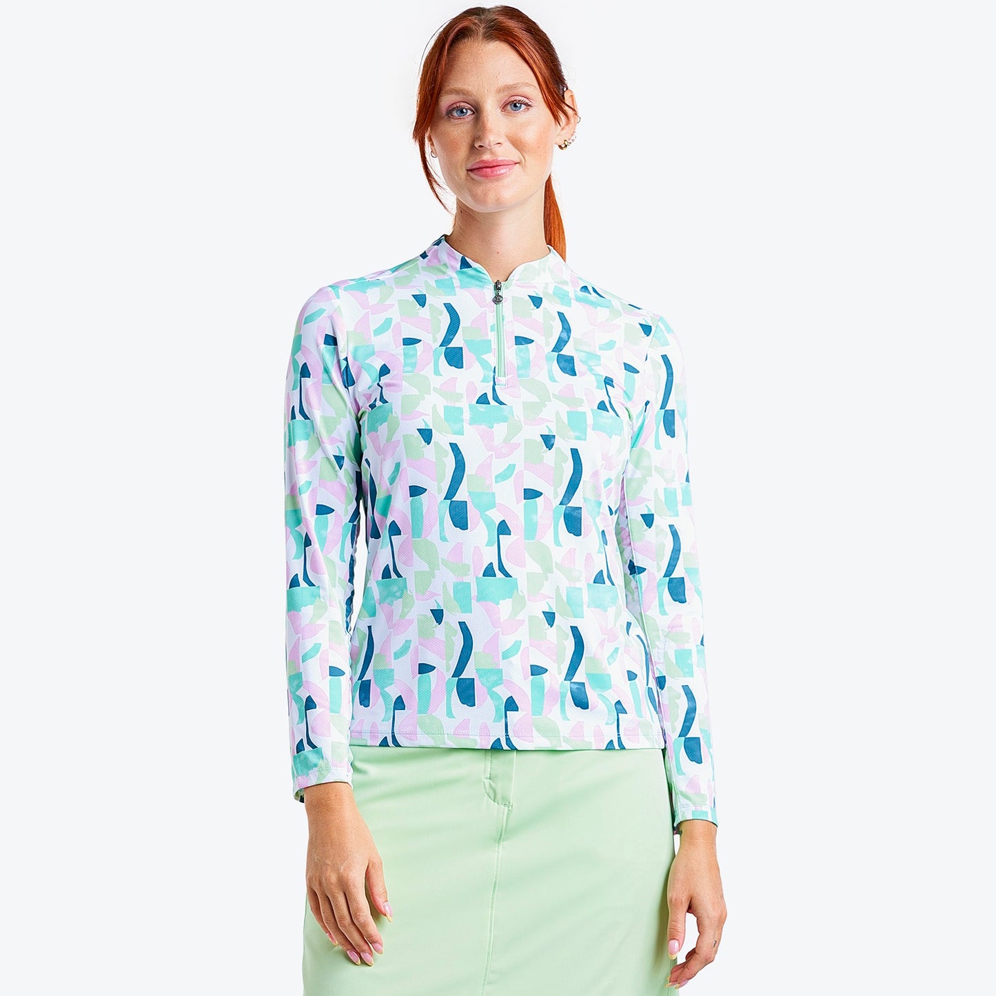 Nivo Lolita Liv Cool Long Sleeve Shirt in Fresh Mint Print Front Facing Product Image