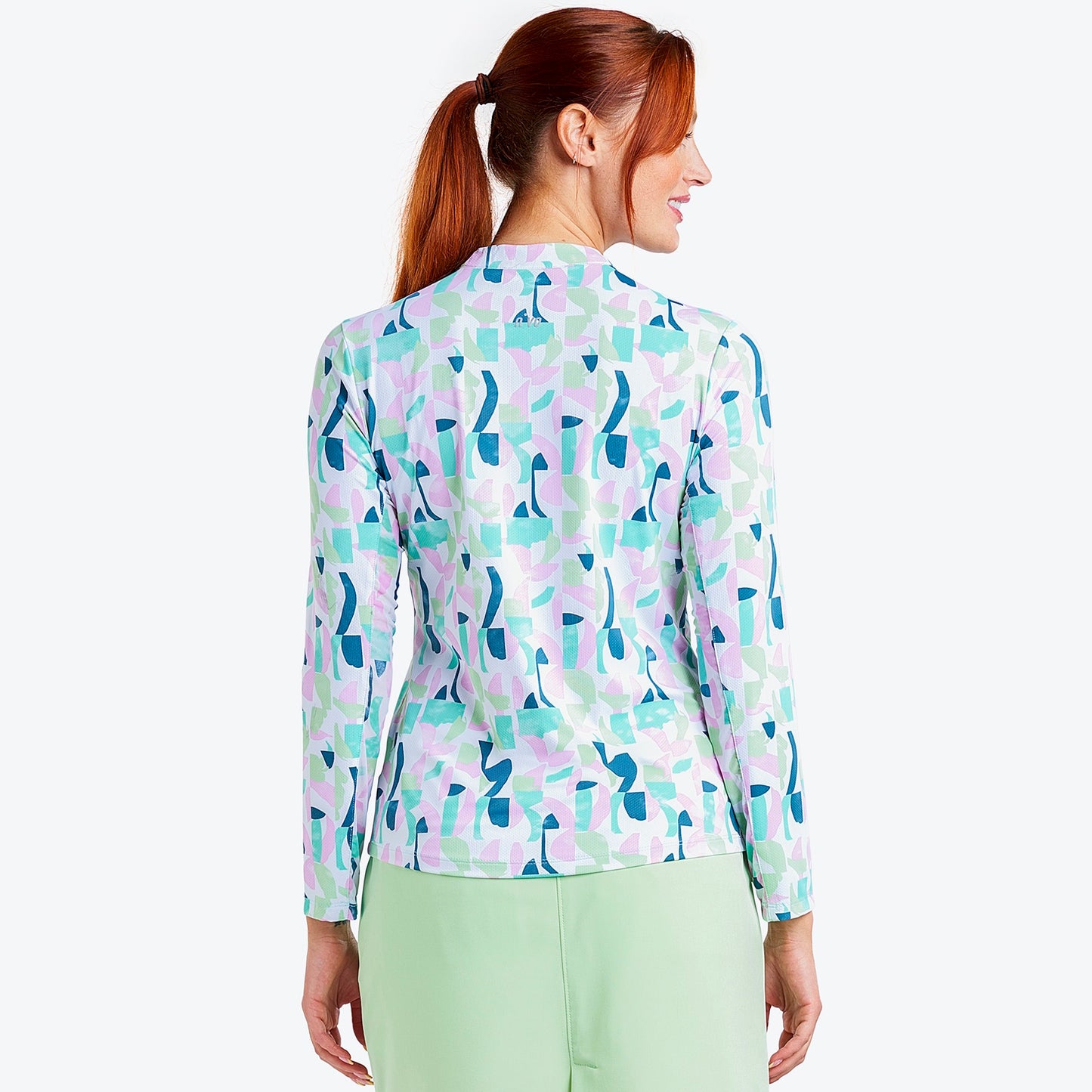 Nivo Lolita Liv Cool Long Sleeve Shirt in Fresh Mint Print Rear Facing Product Image