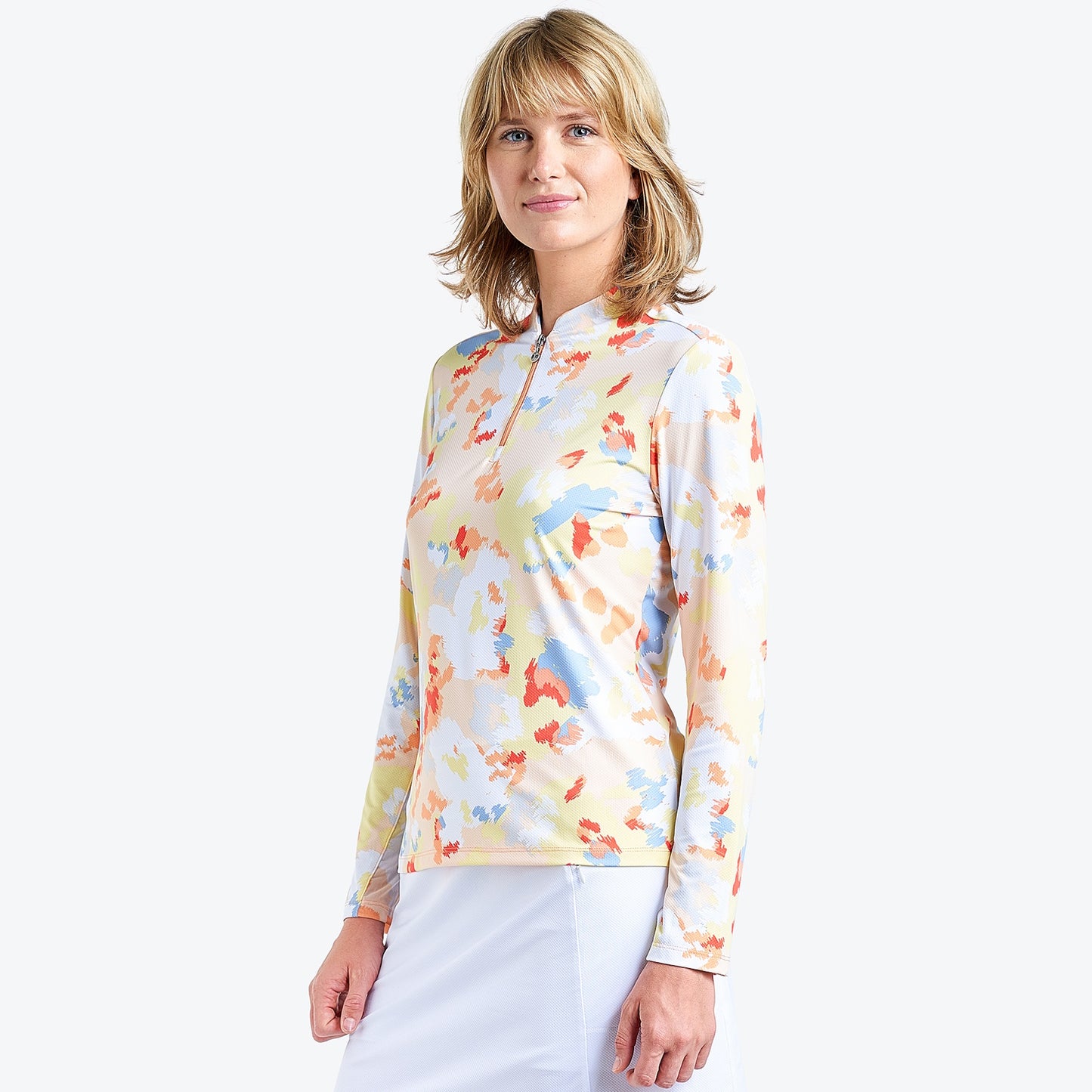 Nivo Lolita Liv Cool Long Sleeve Shirt in Mango Print Side Facing Product Image