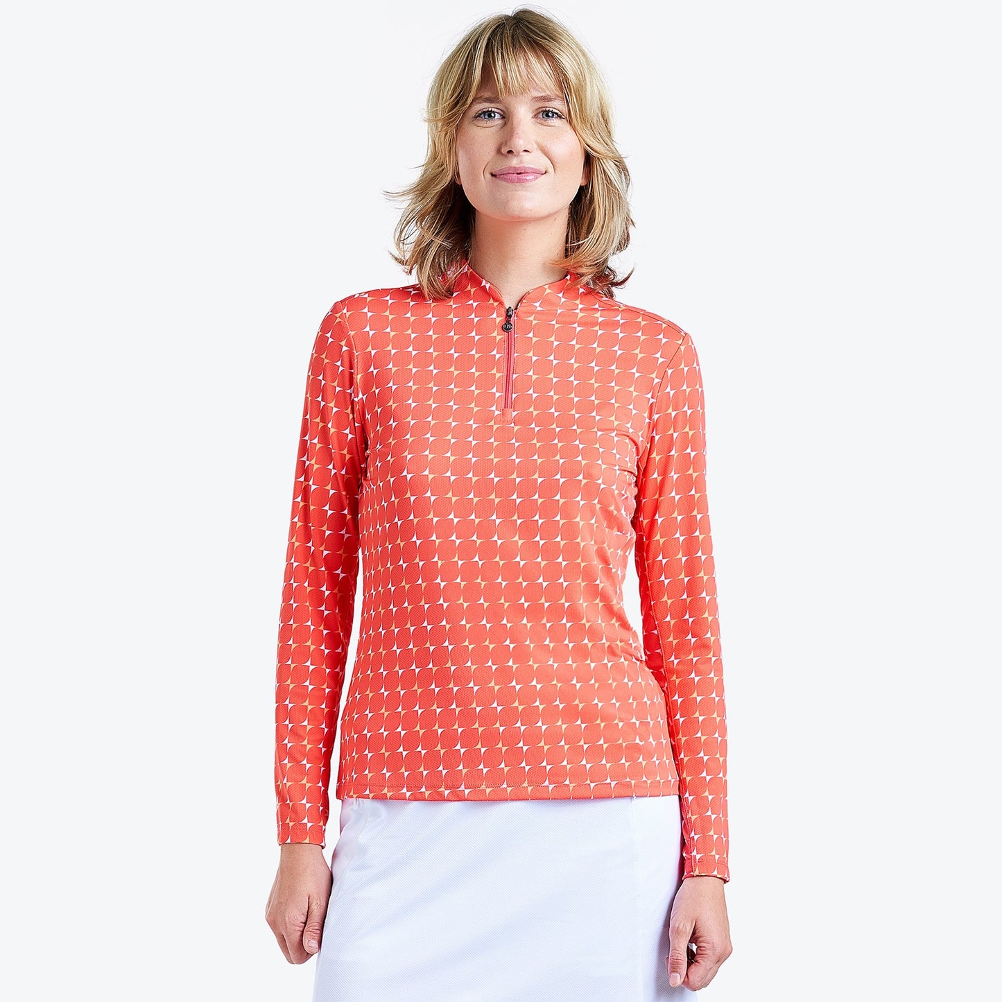 Nivo Lolita Liv Cool Long Sleeve Shirt in Papaya Print Front Facing Product Image