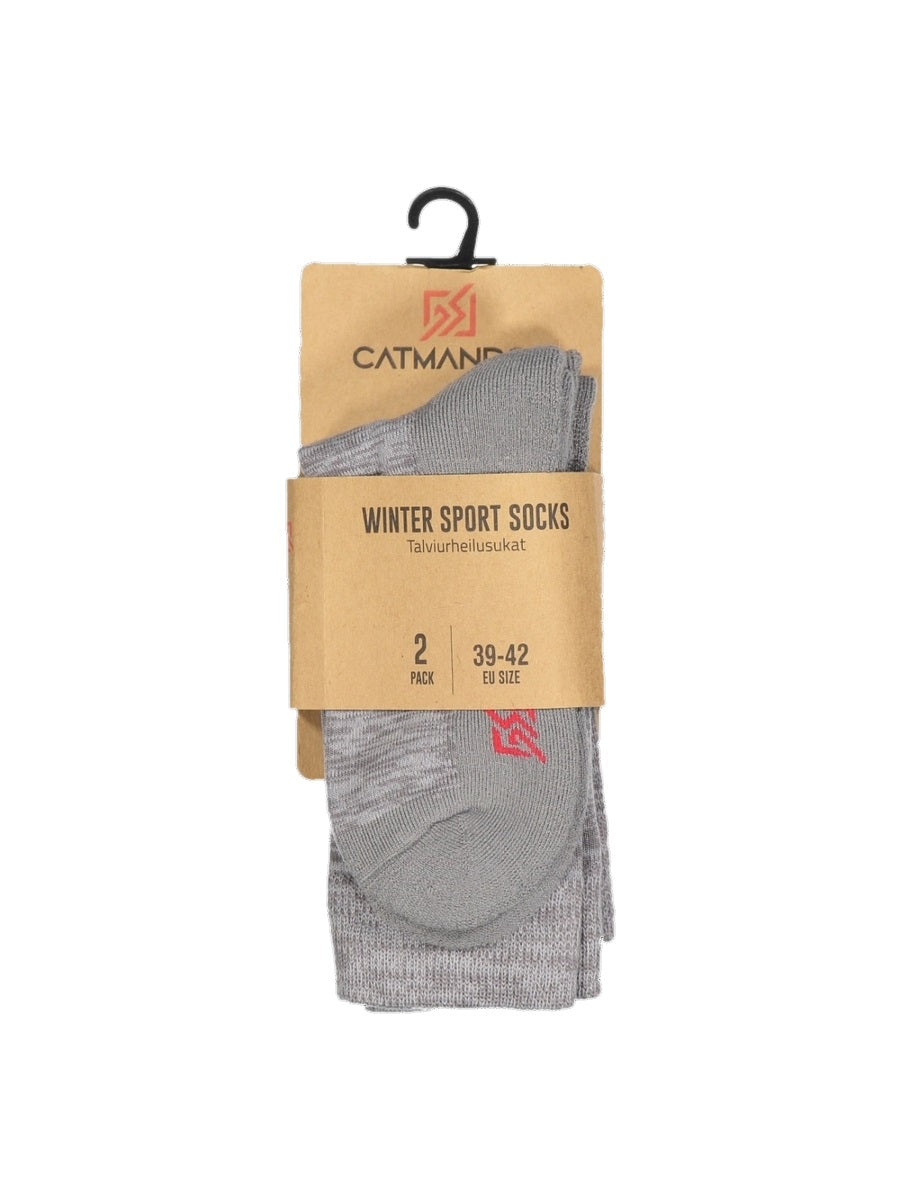 Catmandoo Fela 2-Pack Wool Mix Winter Socks Grey Marl Packaging