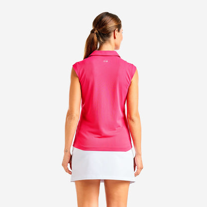 Nivo Sleeveless Pique Polo Shirt in Cherry