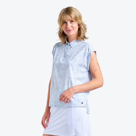 Nivo Maeve Ladies Woven Polo Shirt in Cloudy Weather Front Facing Product Image