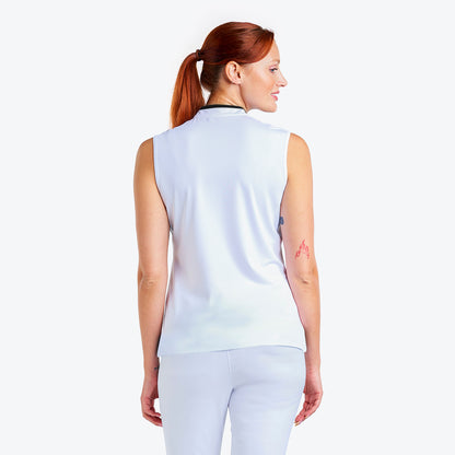 Nivo Sibyl Ladies Sleeveless Knit Mock Neck Shirt with Honey Infusion Chevron Rear Facing Product Image