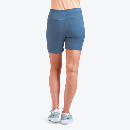 Nivo Naeva Ladies Woven Shorts in Sea Reflection Rear Facing Product Image