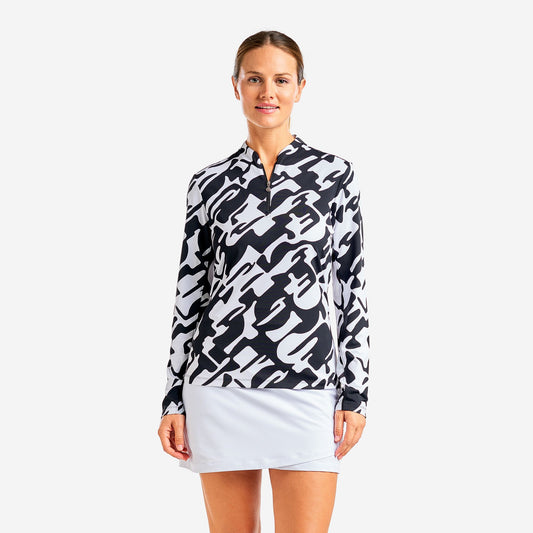 NIVO 25 Liv Cool Long Sleeve Shirt in Black & White Print