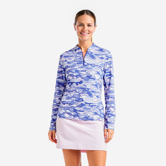 Nivo Liv Cool Long Sleeve Shirt in Cobalt Blue and Pink Sugar Print