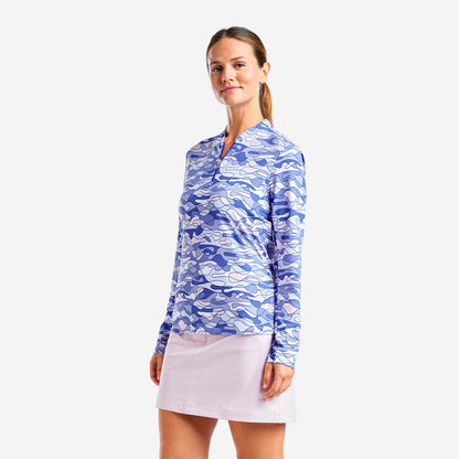 Nivo Liv Cool Long Sleeve Shirt in Cobalt Blue and Pink Sugar Print