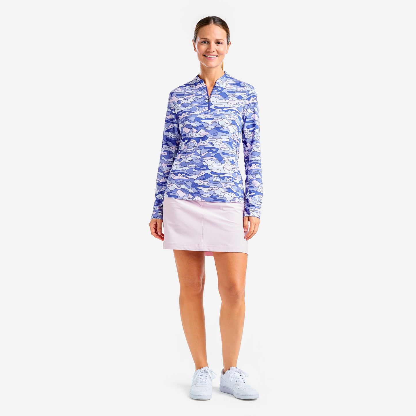 Nivo Liv Cool Long Sleeve Shirt in Cobalt Blue and Pink Sugar Print