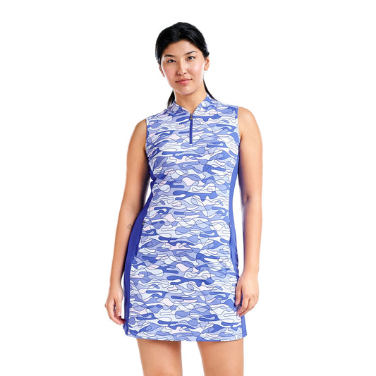 Nivo Liv Cool Sleeveless Dress in Cobalt Blue and Pink Sugar print