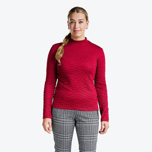 Nivo Ladies MADY Long Sleeve Turtleneck Jumper Cranberry Product Image Front