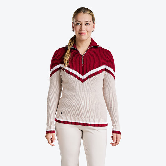 Nivo MABELYN Ladies Zip Neck Jumper Cranberry Product Image Front