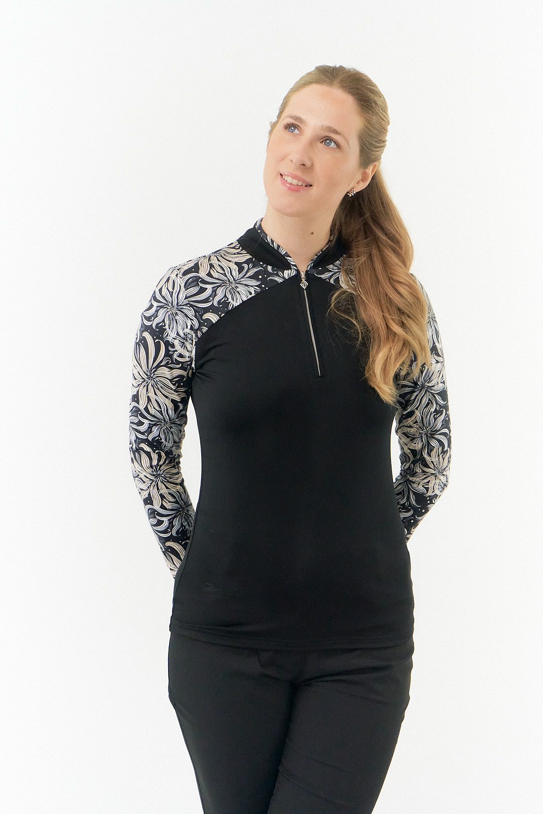 PURE GOLF - Maple Long Sleeve Zip Top - Champagne Orchid