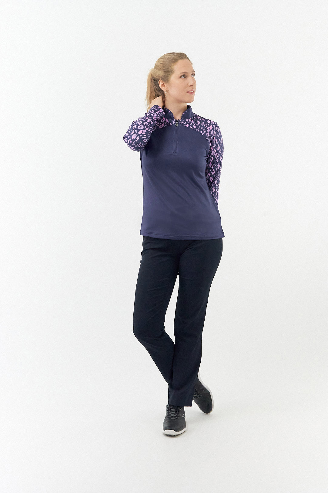 PURE GOLF - Maple Long Sleeve Zip Top - Lavender Flurry