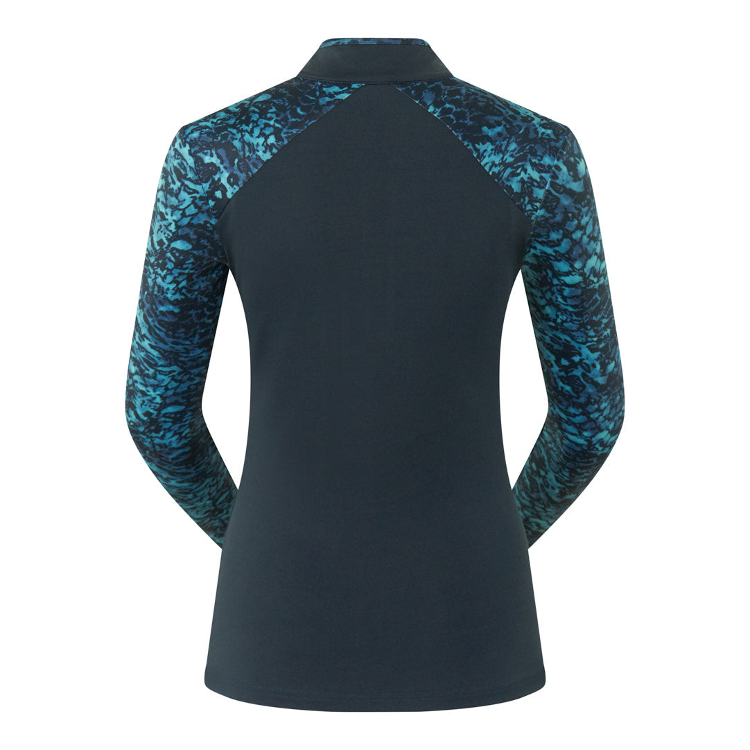 PURE GOLF - Maple Long Sleeve Zip Top - Tourmaline Leopard