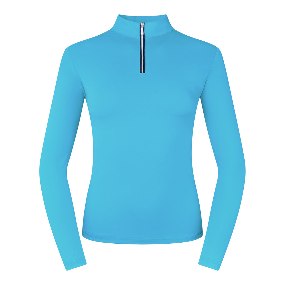 PURE GOLF - Tranquility Mid-Zip Top - Tourmaline Blue