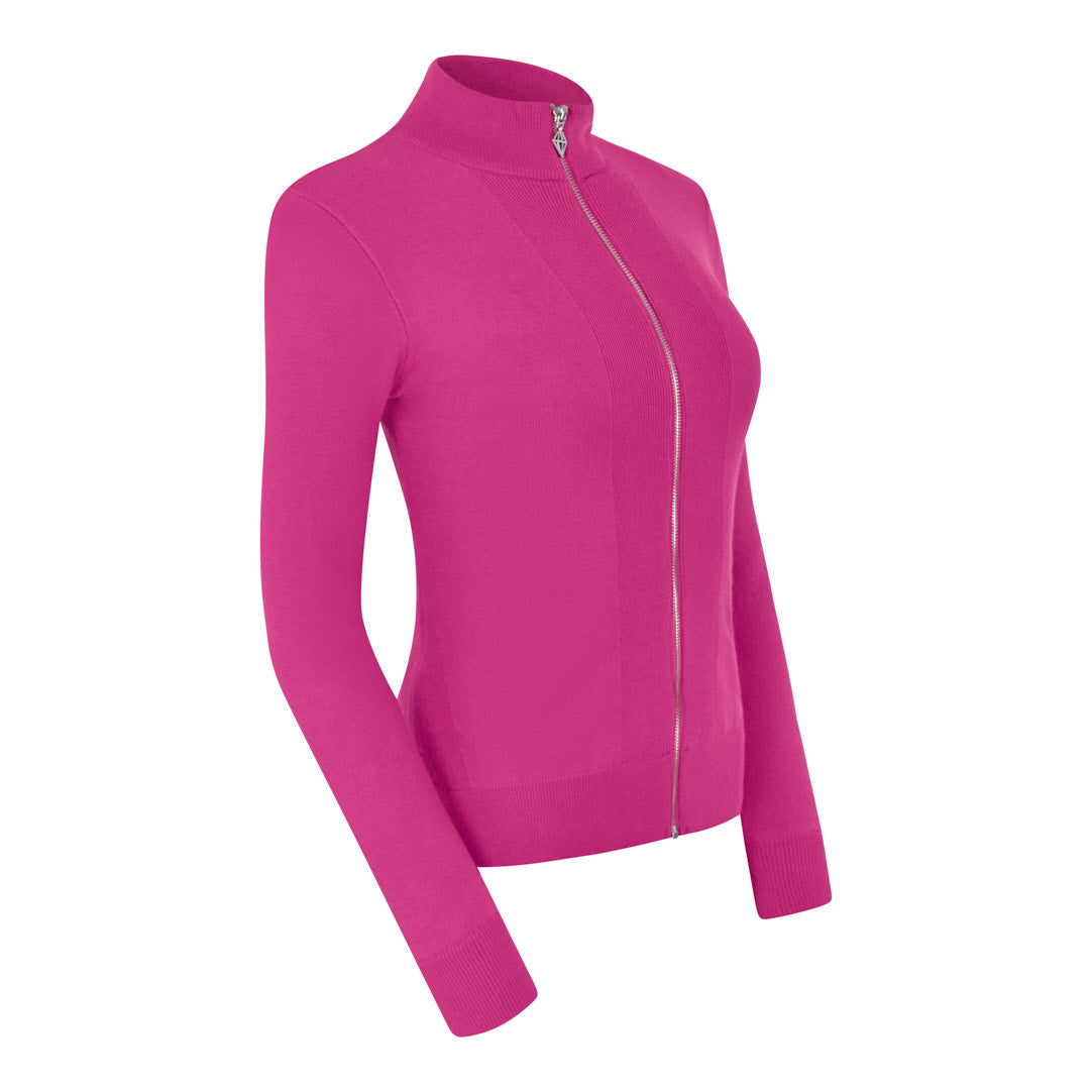 PURE GOLF - Blair Full Zip Lined Cardigan - Pink Topaz