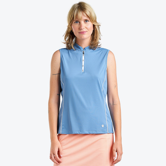 Nivo Alivia Active Sleeveless Mock Neck Top in Sea Reflection Front Facing Product Image