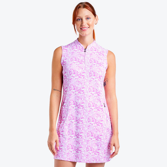 Nivo Leanna Liv Cool Sleeveless Dress in Bubble Gum Print Front Facing Product Image