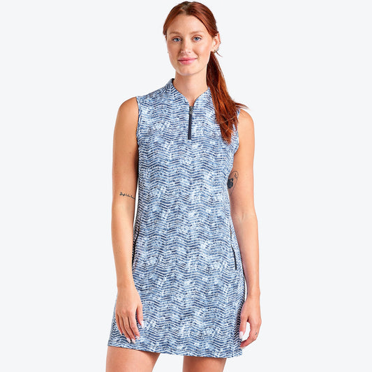 Nivo Leanna Liv Cool Sleeveless Dress in Navy Print Front Facing Product Image