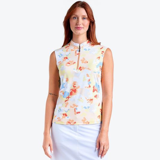 Nivo Linnea Liv Cool Sleeveless Shirt in Mango Print Front Facing Product Image