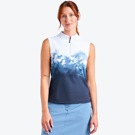 Nivo Linnea Liv Cool Sleeveless Shirt in White Print Front Facing Product Image