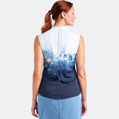 Nivo Linnea Liv Cool Sleeveless Shirt in White Print Rear Facing Product Image