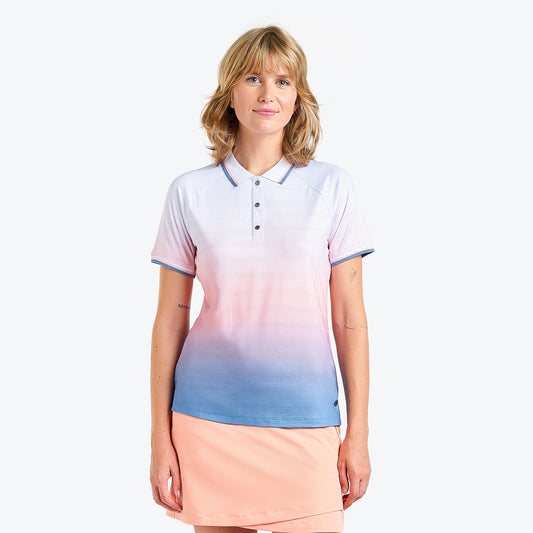 Nivo Short Sleeve Jacquard Polo Shirt in Sea Reflection Gradient