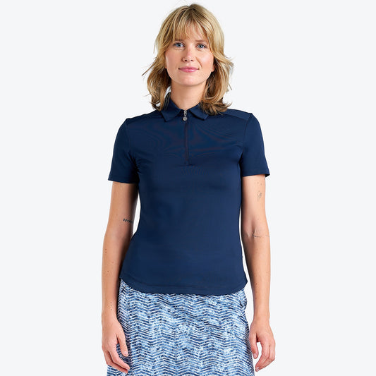 Nivo Naila Liv Cool Short Sleeve Polo Shirt in Navy Front Facing Product Image