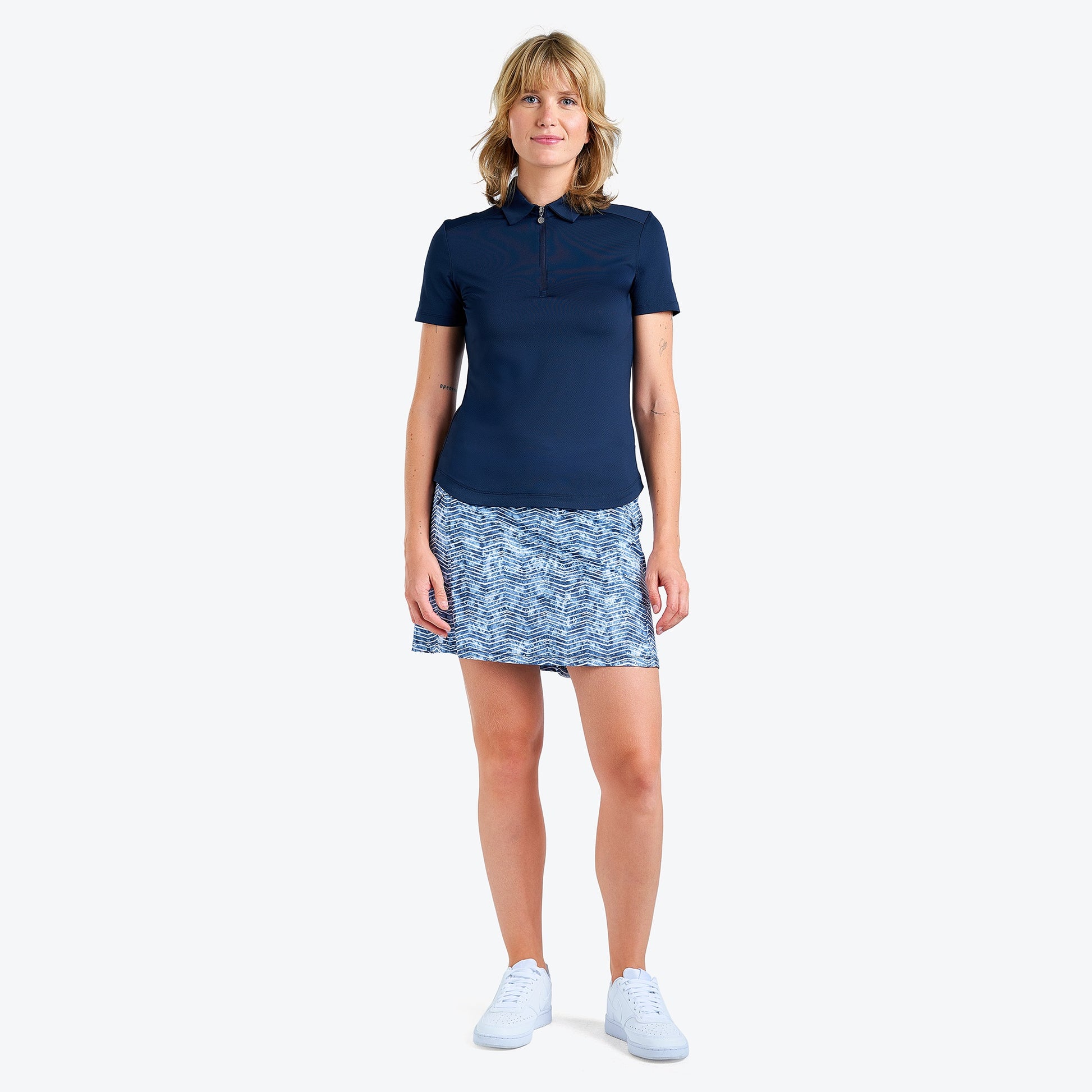 Nivo Naila Liv Cool Short Sleeve Polo Shirt in Navy Full Product Image