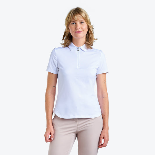 Nivo Naila Liv Cool Short Sleeve Polo Shirt in White Front Facing Product Image