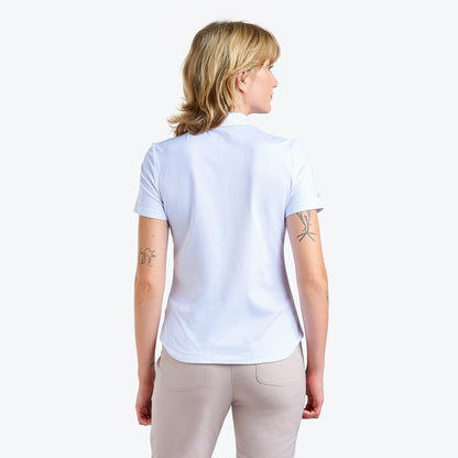 Nivo Naila Liv Cool Short Sleeve Polo Shirt in White Rear Facing Product Image