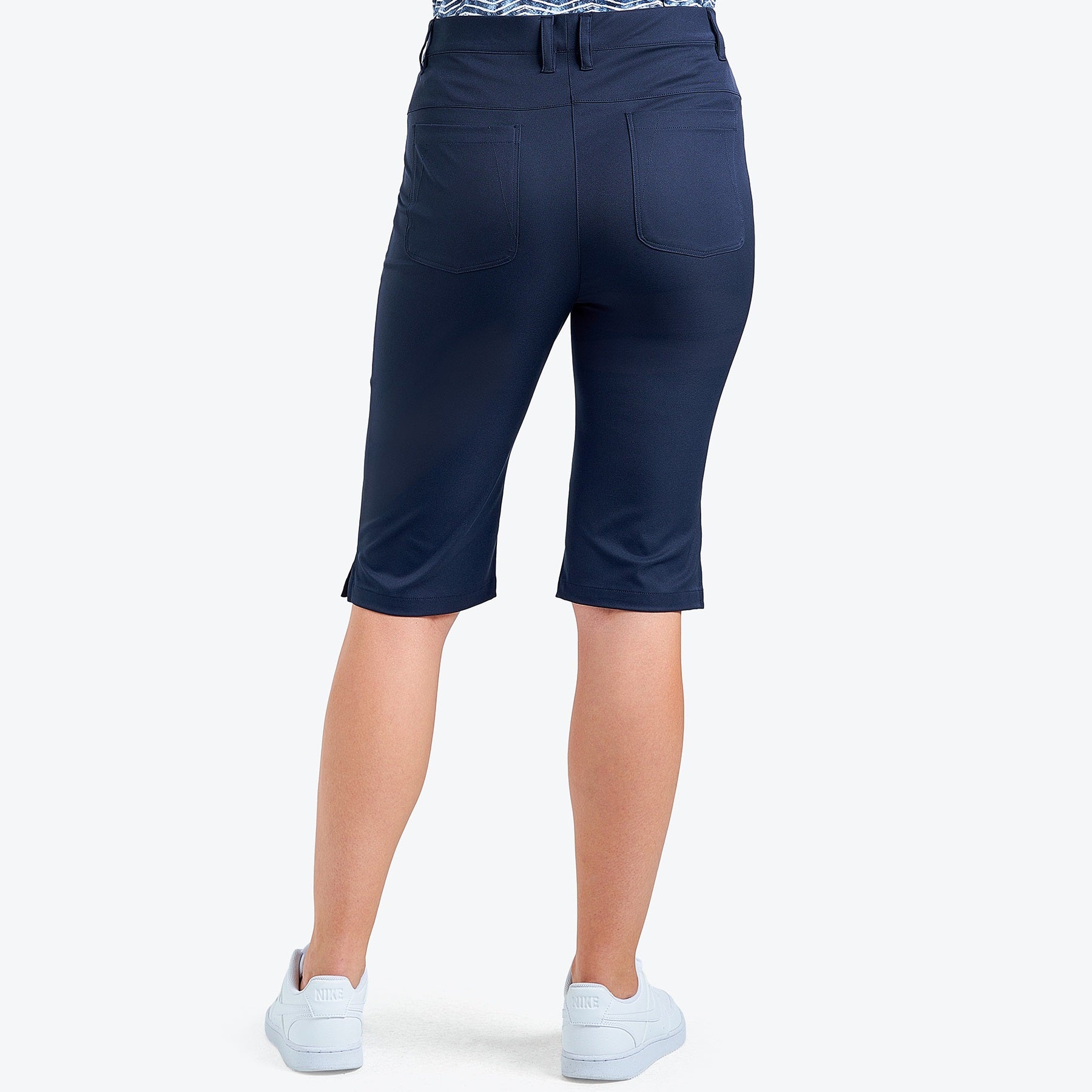 Nivo Nalini Twill Long Short in Navy Rear Facing Product Image