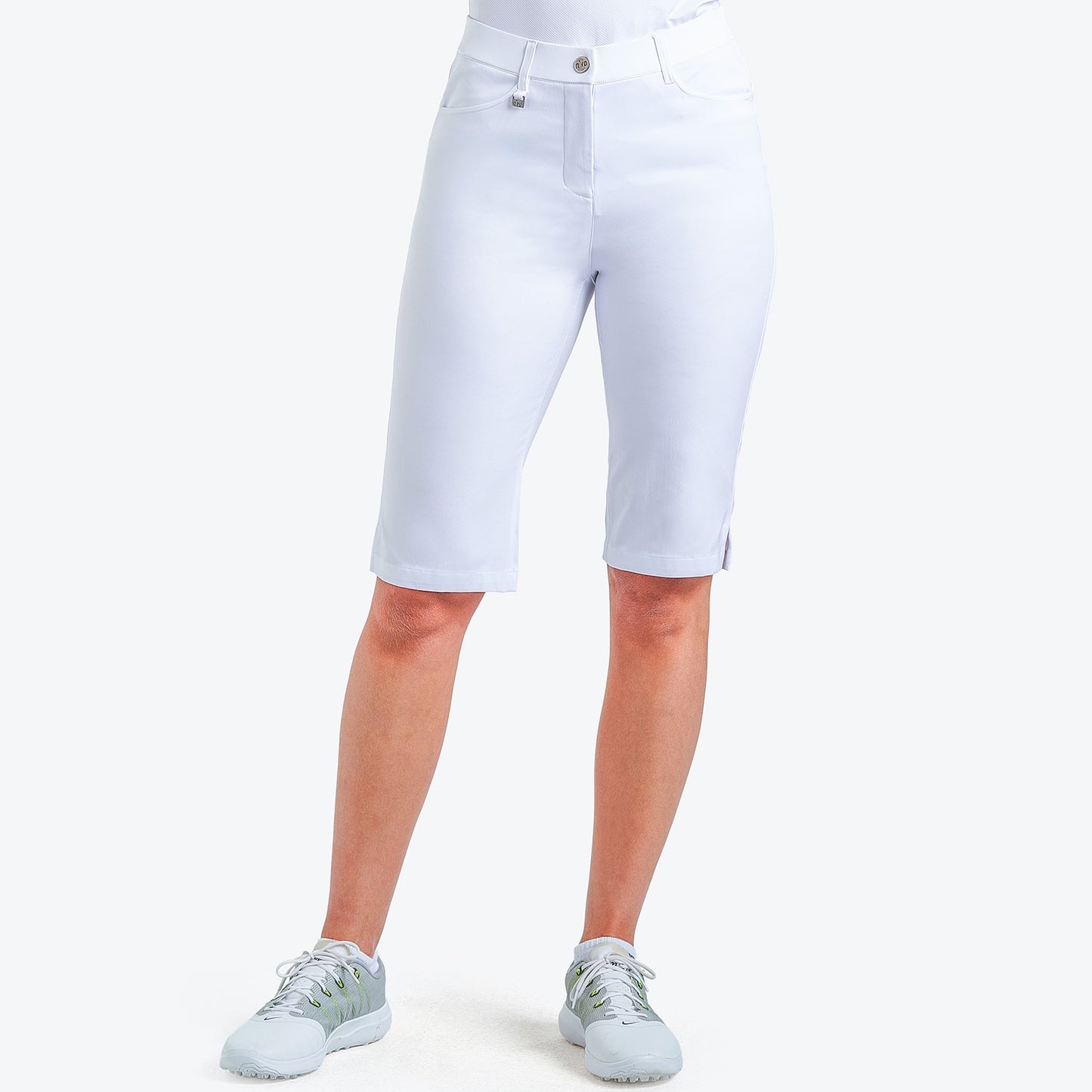 Nivo Nalini Twill Long Short in White Front Facing Product Image