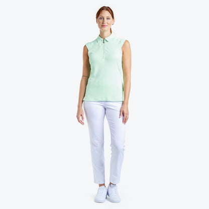 Nivo Nikki II Sleeveless Pique Polo Shirt in Fresh Mint Front Facing Model Image