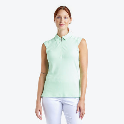 Nivo Nikki II Sleeveless Pique Polo Shirt in Fresh Mint Front Facing Product Image