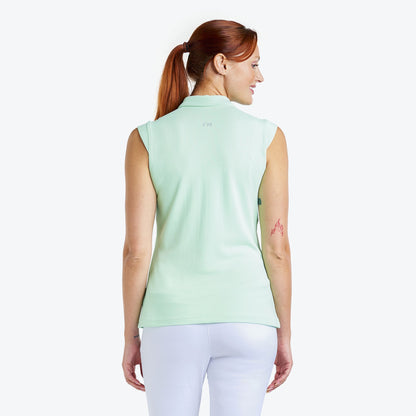 Nivo Nikki II Sleeveless Pique Polo Shirt in Fresh Mint Rear Facing Product Image