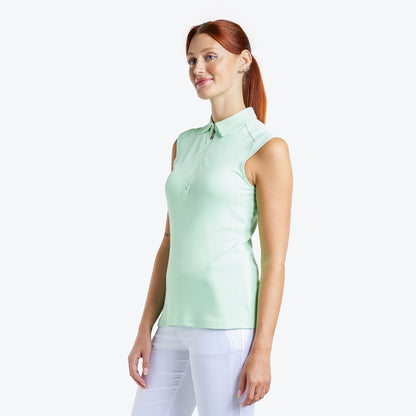 Nivo Nikki II Sleeveless Pique Polo Shirt in Fresh Mint Side Facing Product Image