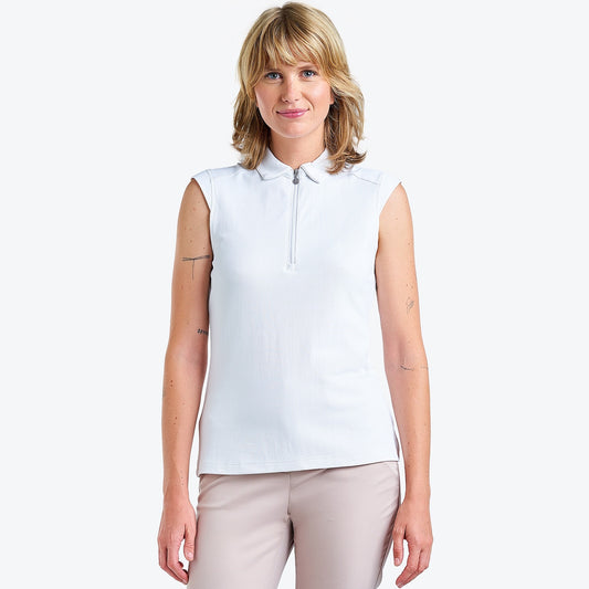 Nivo Nikki II Sleeveless Pique Polo Shirt in White Front Facing Product Image