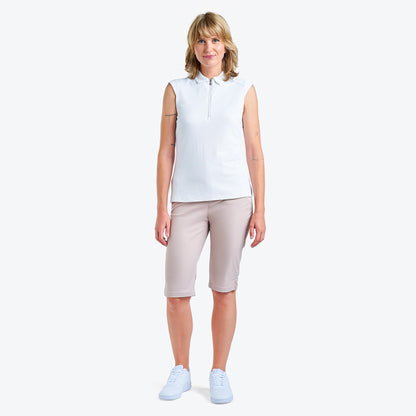 Nivo Nikki II Sleeveless Pique Polo Shirt in White Full Product Image