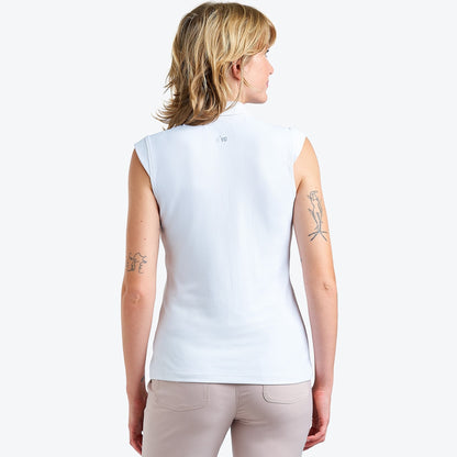 Nivo Nikki II Sleeveless Pique Polo Shirt in White Rear Facing Product Image
