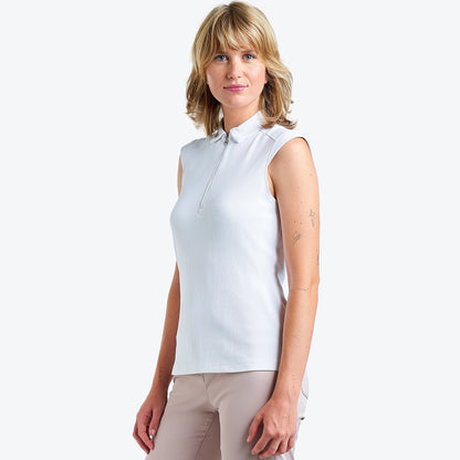Nivo Nikki II Sleeveless Pique Polo Shirt in White Side Facing Product Image