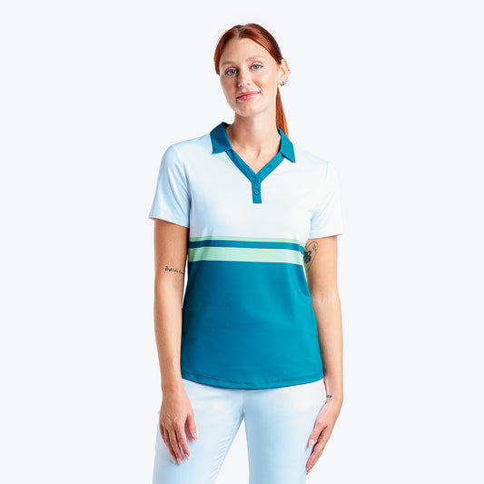 Nivo Short Sleeve Knit Polo Shirt in White & Legion Blue