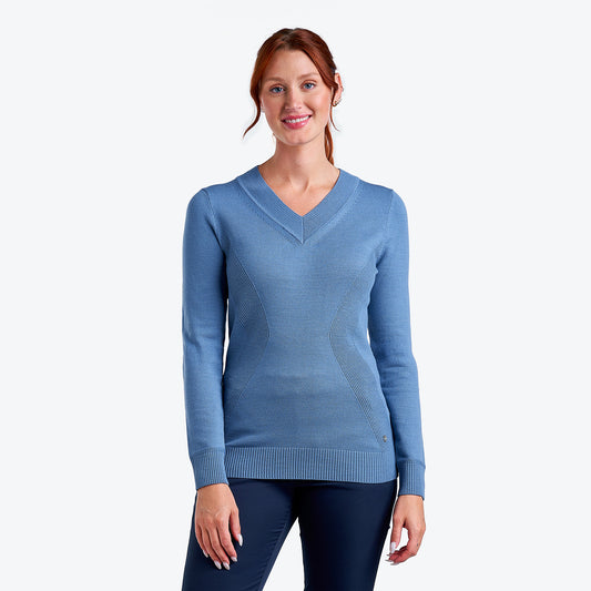 Nivo Nicole Ladies V-Neck Sweatshirt in Sea Reflection Front Facing Product Image