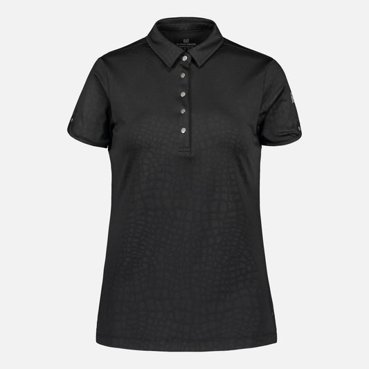 803114 Catmandoo Candie Black Embossed Polo Shirt Product Image Front