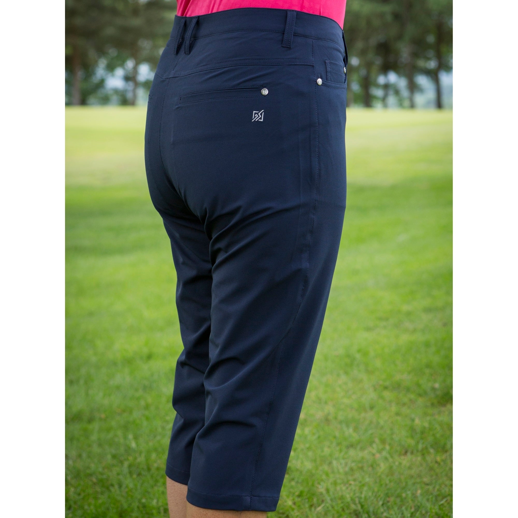 Ladies navy capri clearance trousers