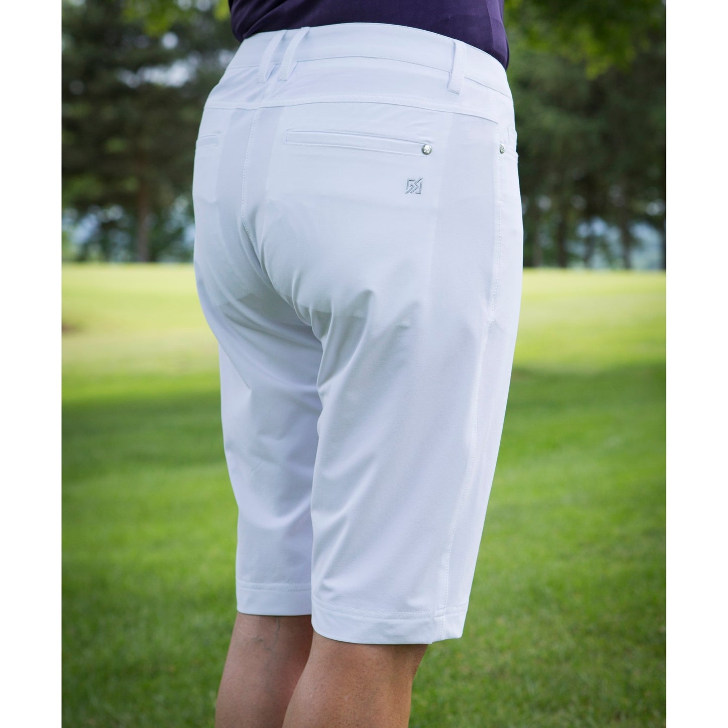 Catmandoo Seon Ladies Knee-Length Stretch Shorts White Model Image